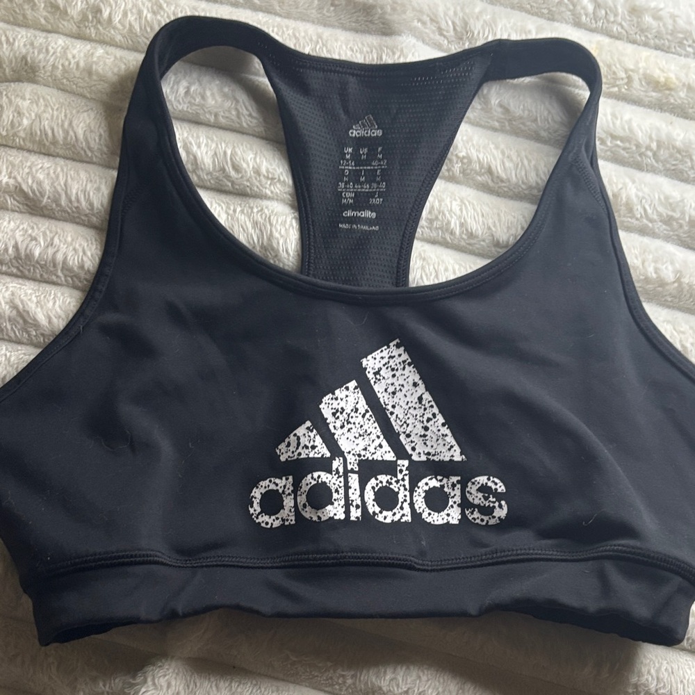 Adidas Black Sports Bra with White Graphic